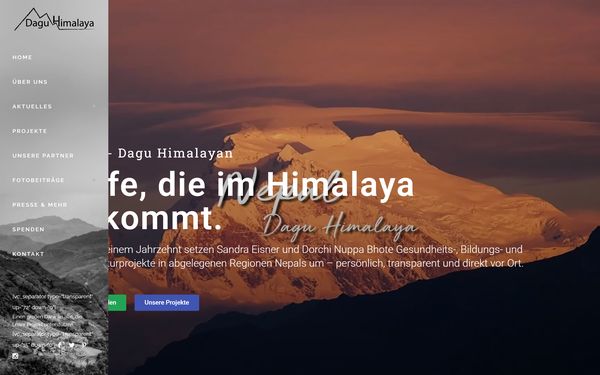 Startseite der Website Dagu Himalaya