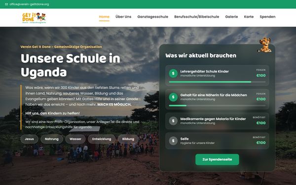 Website des Waisenhausprojekts in Uganda