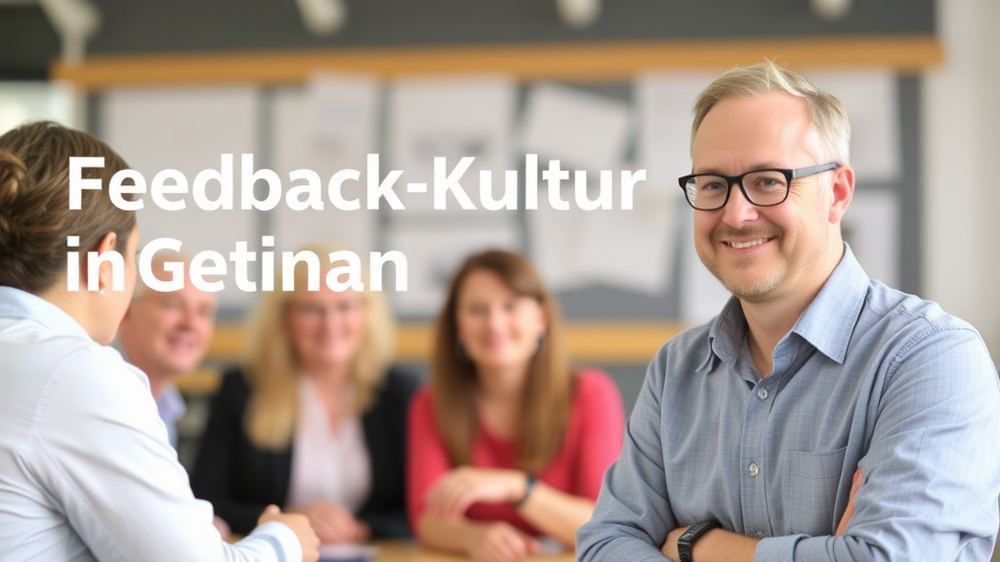 Blogartikel über die Feedback-Kultur in Gemeinden, mit Bürgern, die Ideen diskutieren, und einem Gemeindemitarbeiter, der Fragen beantwortet.