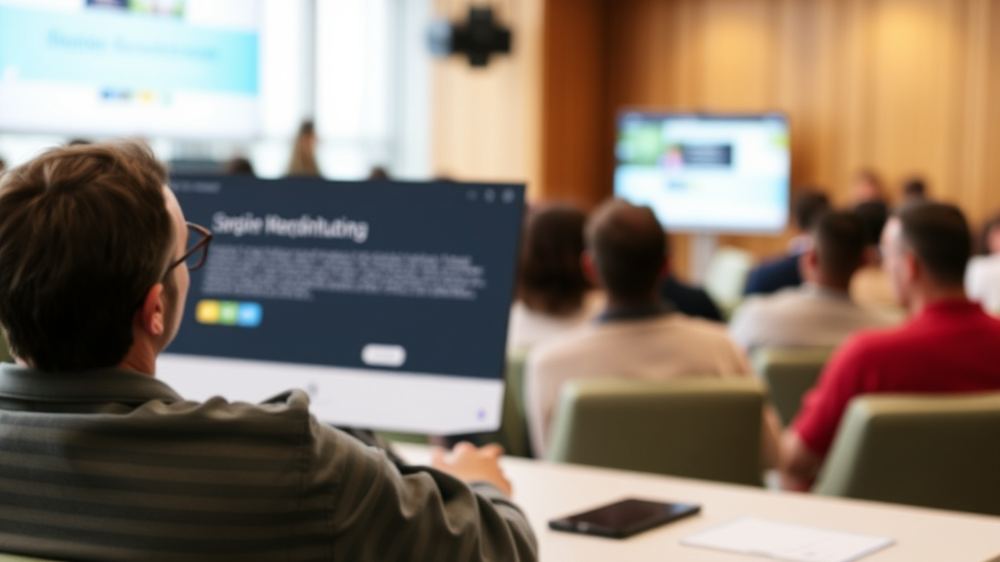 Gestaltungselemente einer Online-Veranstaltung mit harmonischen Farben, klaren Schriftarten und ansprechenden Grafiken, die Inhalte visuell unterstützen.
