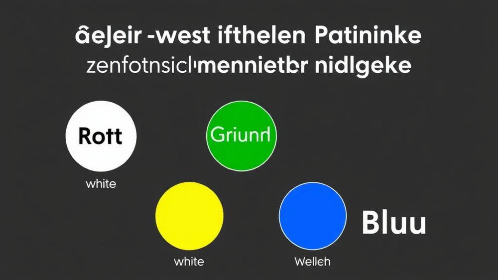 Grafik, die verschiedene Farben mit jeweiligen kulturellen Symboliken zeigt: Rot, Weiß, Grün, Gelb und Blau, um ihre unterschiedlichen Bedeutungen in verschiedenen Kulturen zu verdeutlichen.