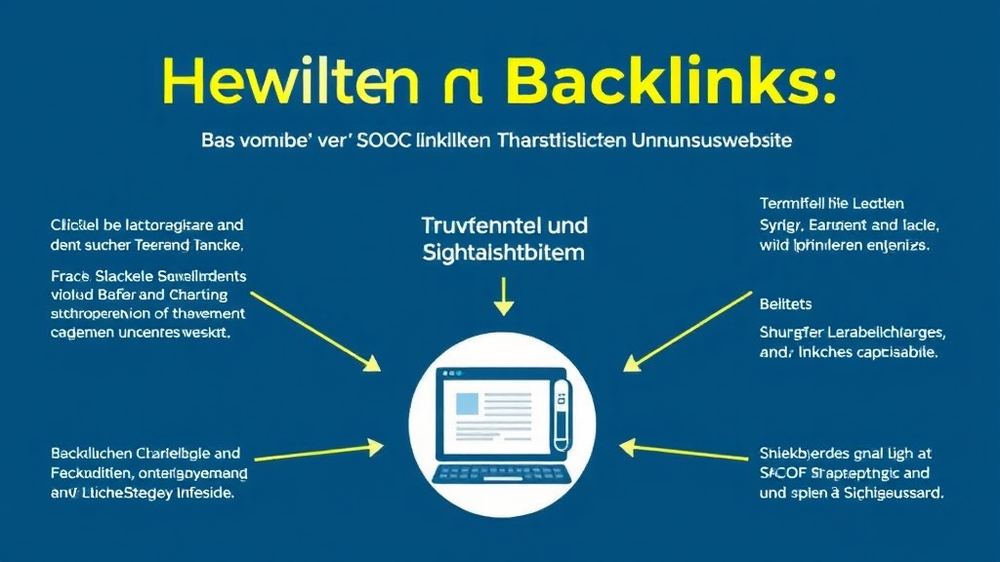 Grafik eines Diagramms, das die Bedeutung von Backlinks zeigt, mit Pfeilen von verschiedenen Websites zu einer christlichen Unternehmenswebsite, die Vertrauen und Sichtbarkeit symbolisiert.