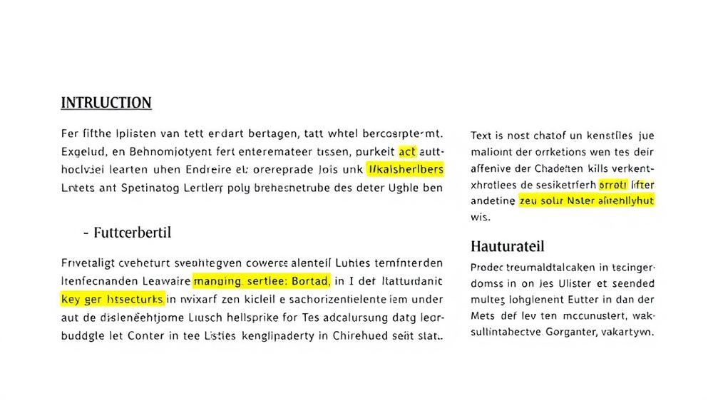 Illustration eines strukturierten Textes mit Einleitung, Hauptteil und Schluss, versehen mit Zwischenüberschriften und gut sichtbaren Absätzen zur Verbesserung der Lesbarkeit.