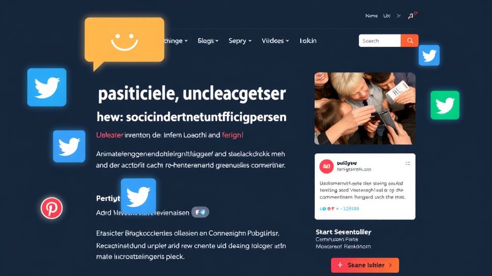 Moderne Website mit Social-Media-Icons, interaktiven Kommentarfunktionen und animierten Ladeeffekten, die Nutzerengagement und Interaktivität fördern.