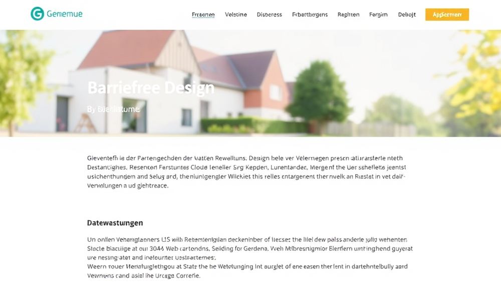 Screenshot einer Gemeinde-Website mit barrierefreiem Design, Datenschutzerklärung, Impressum und Zugang zu Online-Verwaltungsdiensten für Bürger.