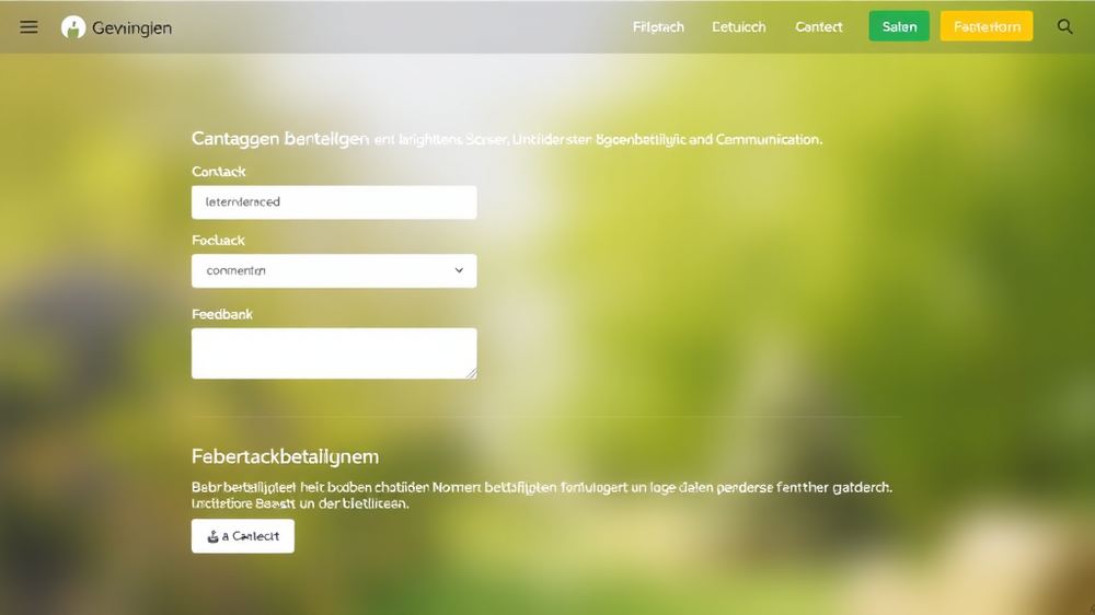 Screenshot einer Gemeindeseite mit Kontaktformularen, Feedback-Optionen und digitalen Umfragen, die Bürgerbeteiligung und Kommunikation fördern.