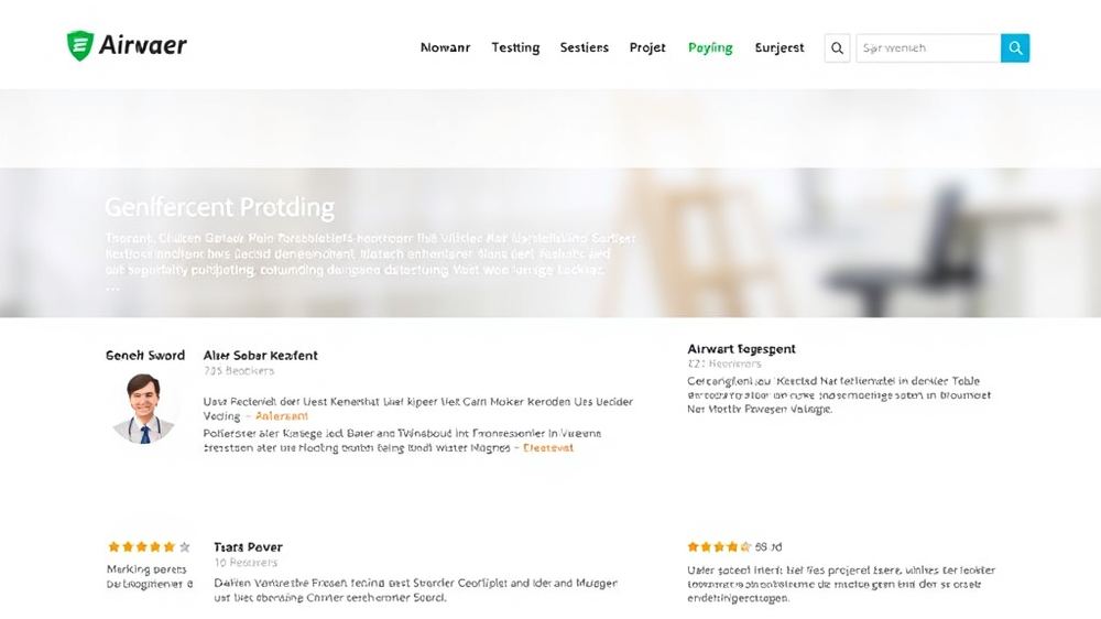 Screenshot einer professionellen Website mit klarer Navigation, transparenten Informationen zu Produkten und authentischen Kundenbewertungen.