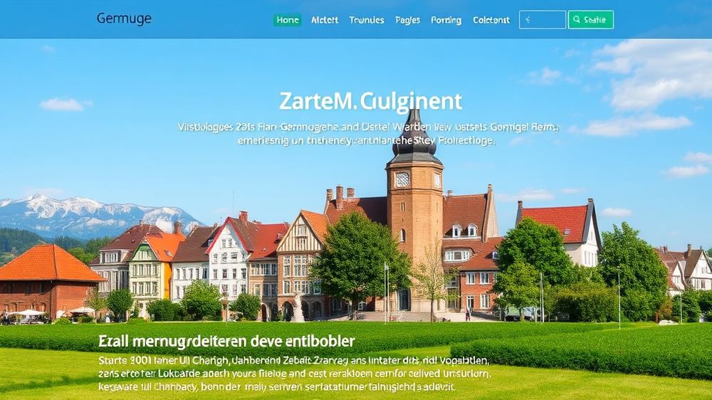 Website-Darstellung einer Gemeinde mit klar strukturierten Inhalten, relevantem Keyword-Einsatz, mobilem Design und visuellen Elementen zur Benutzerfreundlichkeit.